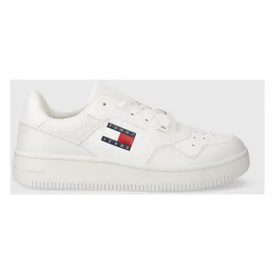 Kožené sneakers boty Tommy Jeans TJW RETRO BASKET ESS bílá barva, EN0EN02505