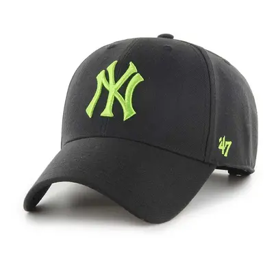 Čepice s vlněnou směsí 47 brand MLB New York Yankees černá barva, s aplikací, B-MVPSP17WBP-BKAM