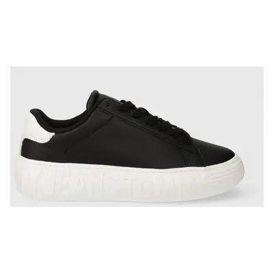 Kožené sneakers boty Tommy Jeans TJW LEATHER CUPSOLE ESS černá barva, EN0EN02507