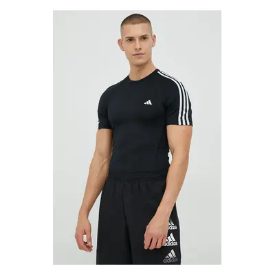 Tréninkové tričko adidas Performance Techfit 3-stripes černá barva, s aplikací, HD3525