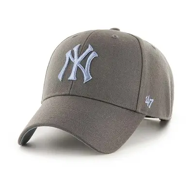 Bavlněná baseballová čepice 47 brand MLB New York Yankees šedá barva, s aplikací, BCPTN-SUMVP17W