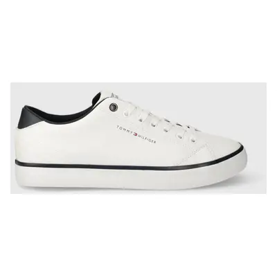 Kožené tenisky Tommy Hilfiger TH HI VULC CORE LOW LEATHER ESS pánské, bílá barva, FM0FM05041