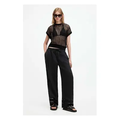 Plátěné kalhoty AllSaints JADE LINEN TROUSER černá barva, jednoduché, high waist, W028TA