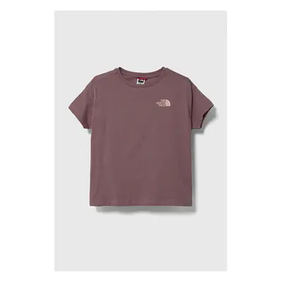 Dětské bavlněné tričko The North Face G VERTICAL LINE S/S TEE hnědá barva