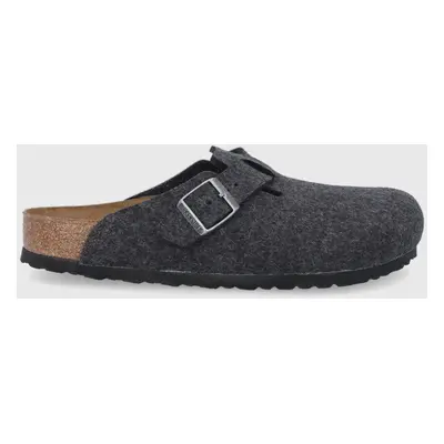 Vlněné pantofle Birkenstock Boston tmavomodrá barva, 160371