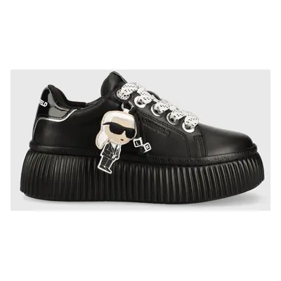 Kožené sneakers boty Karl Lagerfeld KREEPER LO černá barva, KL42376N