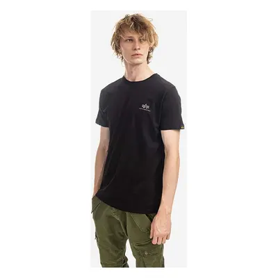 Bavlněné tričko Alpha Industries černá barva, s potiskem, 128507RP.285-black