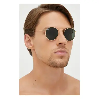 Brýle Ray-Ban ROUND METAL pánské, zlatá barva, 0RB3447