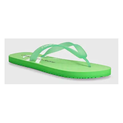 Žabky Calvin Klein Jeans BEACH SANDAL GLOSSY pánské, zelená barva, YM0YM00952