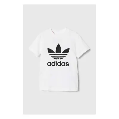 Bavlněné dětské tričko adidas Originals TREFOIL TEE bílá barva, s potiskem, JE0520