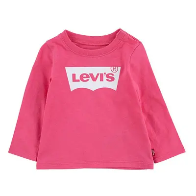 Dětské tričko s dlouhým rukávem Levi's růžová barva