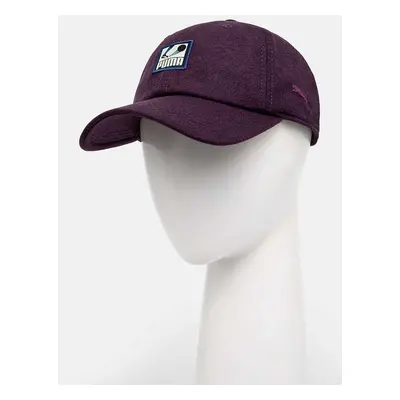 Kšiltovka Puma Classics Graphic Dad Cap fialová barva, s aplikací, 025490