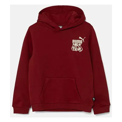 Dětská mikina Puma ESS+ MID 90s Hoodie červená barva, s kapucí, s potiskem, 681877