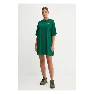 Šaty The North Face Essential Tee Dress zelená barva, mini, oversize, NF0A87NFNL11