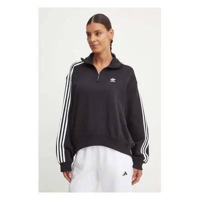 Bavlněná mikina adidas Originals dámská, černá barva, s aplikací, IY7258