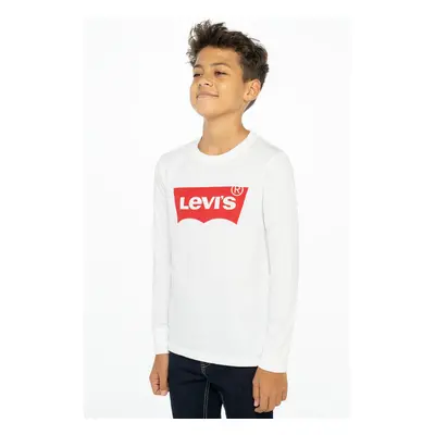 Dětské tričko s dlouhým rukávem Levi's bílá barva, s potiskem