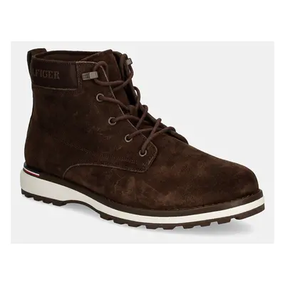 Semišové boty Tommy Hilfiger CORPORATE OUTDOOR SUEDE BOOT pánské, hnědá barva, FM0FM05147