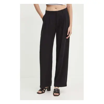 Kalhoty Calvin Klein Jeans dámské, černá barva, široké, high waist, J20J223917