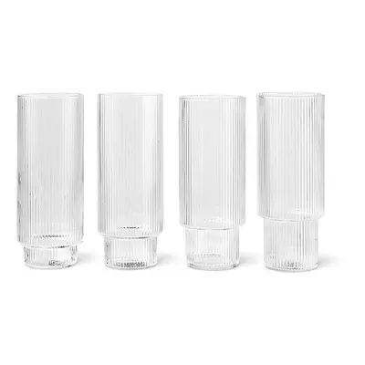 Sada sklenic na nápoje ferm LIVING Ripple Long Drink Glasses 4-pack