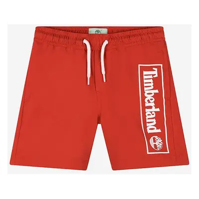 Dětské plavkové šortky Timberland Swim Shorts červená barva, s potiskem