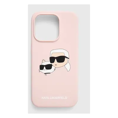 Obal na telefon Karl Lagerfeld iPhone 15 Pro 6.1 růžová barva, KLHMP15LSKCHPPLP