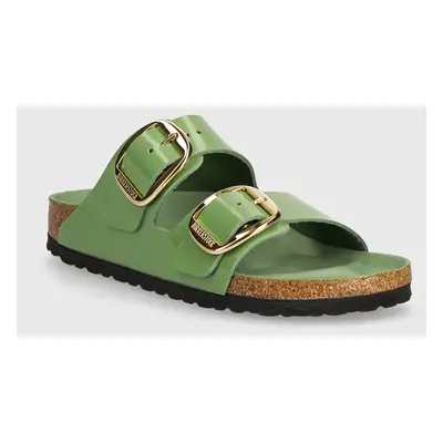 Kožené pantofle Birkenstock Arizona Big Buckle dámské, zelená barva, 1028613