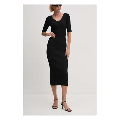 Sukně Dkny černá barva, midi, pouzdrová, D2E4A122