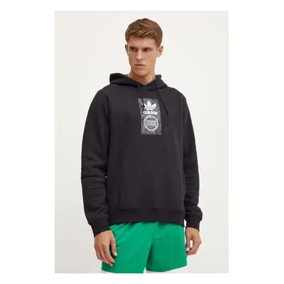 Mikina adidas Originals pánská, černá barva, s kapucí, s potiskem, IZ2513