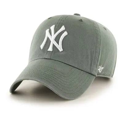 Bavlněná baseballová čepice 47brand MLB New York Yankees zelená barva, s aplikací, B-RGW17GWS-MS