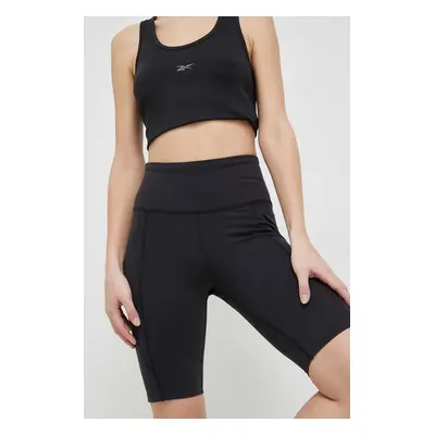 Tréninkové šortky Reebok LUX COLLECTION černá barva, hladké, high waist, HS7800.100028200