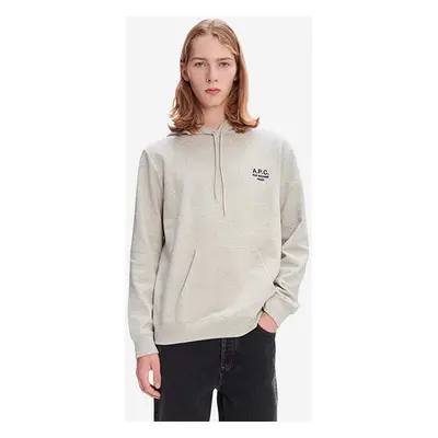 Bavlněná mikina A.P.C. Hoodie Marvin COEZD-H27733 BLACK pánská, černá barva, s kapucí, aplikací