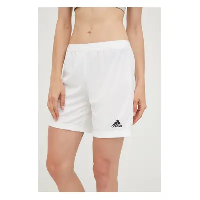 Tréninkové šortky adidas Performance Entrada 22 dámské, bílá barva, hladké, high waist