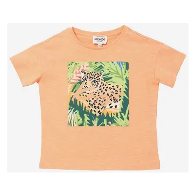 Dětské bavlněné tričko Kenzo Kids Short Sleeves Tee-Shirt oranžová barva