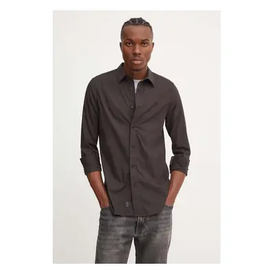 Košile G-Star Raw pánská, černá barva, slim, s klasickým límcem, D25176-D701