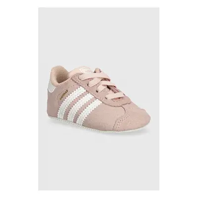 Kojenecké kožené boty adidas Originals GAZELLE CRIB růžová barva, JI2045