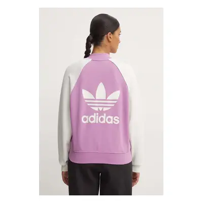 Mikina adidas Originals dámská, fialová barva, vzorovaná, IZ2833