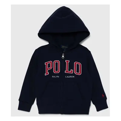 Dětská mikina Polo Ralph Lauren tmavomodrá barva, s kapucí, s potiskem, 322950835001