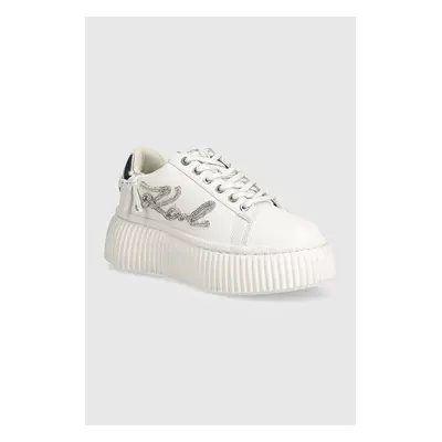 Kožené sneakers boty Karl Lagerfeld KREEPER bílá barva, KL42372G