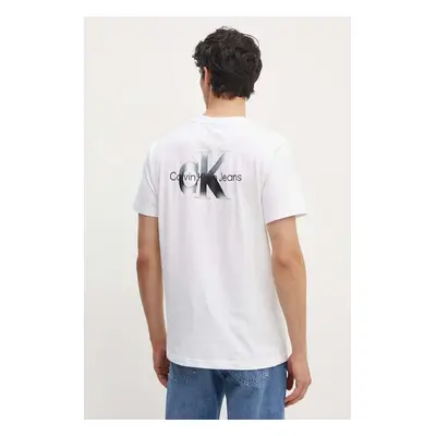 Bavlněné tričko Calvin Klein Jeans bílá barva, s potiskem, J30J325683