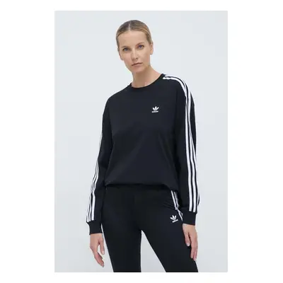 Tričko s dlouhým rukávem adidas Originals 3-Stripes Longsleeve černá barva, IU2412