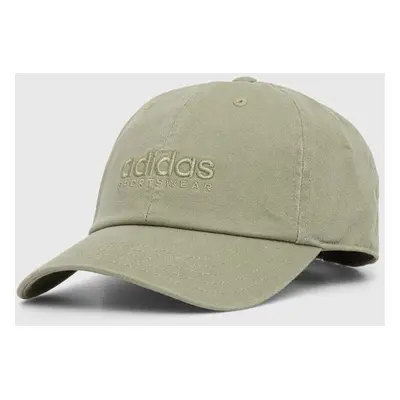 Bavlněná baseballová čepice adidas zelená barva, s aplikací, IY5418