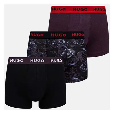 Boxerky HUGO 3-pack pánské, černá barva, 50517894