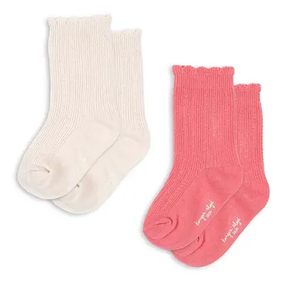 Dětské ponožky Konges Sløjd 2 PACK POINTELLE SOCKS 2-pack růžová barva, KS101352