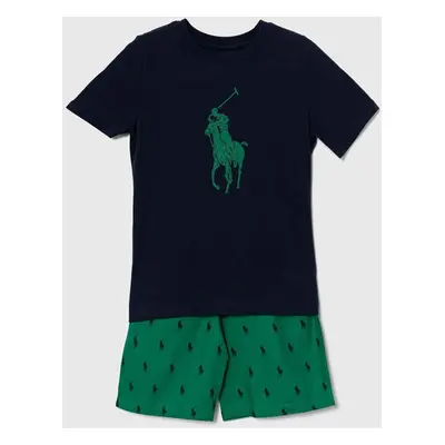 Dětské bavlněné pyžamo Polo Ralph Lauren zelená barva