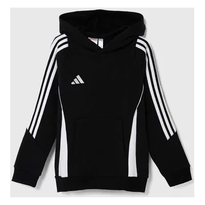 Dětská mikina adidas Performance TIRO24 SWHOODY černá barva, s kapucí, s aplikací