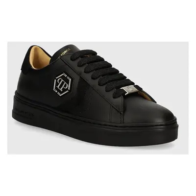 Kožené sneakers boty Philipp Plein Lo-Top Arrow Force černá barva, WSC2752 PLE005N 0202