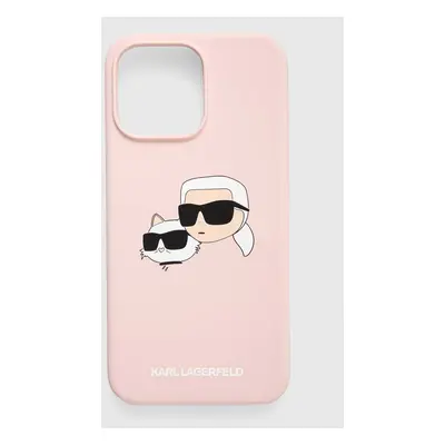 Obal na telefon Karl Lagerfeld iPhone 15 Pro Max 6.7 růžová barva, KLHMP15XSKCHPPLP