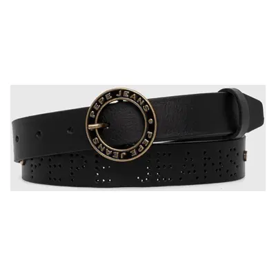 Kožený pásek Pepe Jeans MARLOWE BELT dámský, černá barva, PL020850