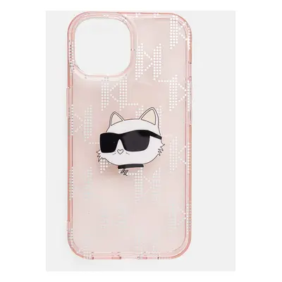 Obal na telefon Karl Lagerfeld iPhone 15 / 14 / 13 6.1 růžová barva, KLHCP15SHKLPCHP