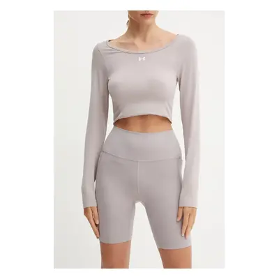 Tréninkové šortky Under Armour Meridian fialová barva, hladké, high waist, 1382521